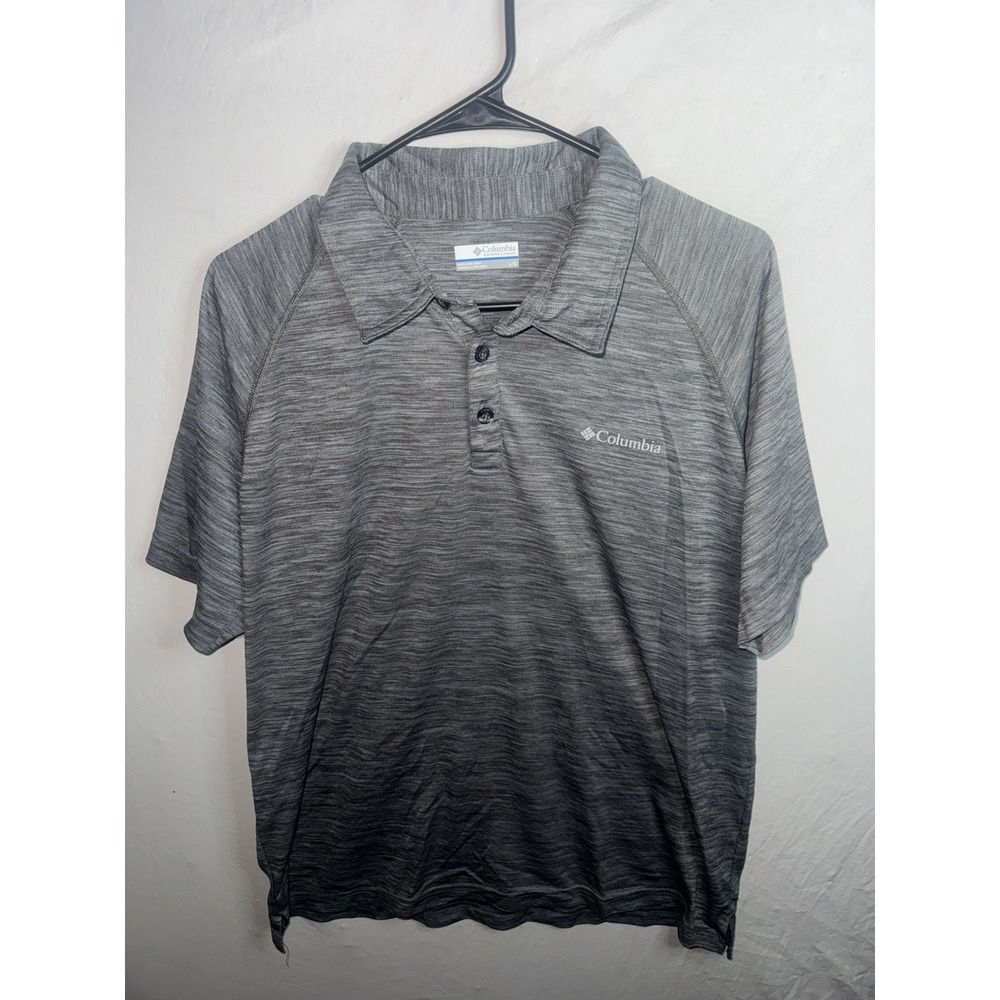 Columbia Polo Shirt Mens Large Black Gray Omni-Shade Performance Golf Outdoor